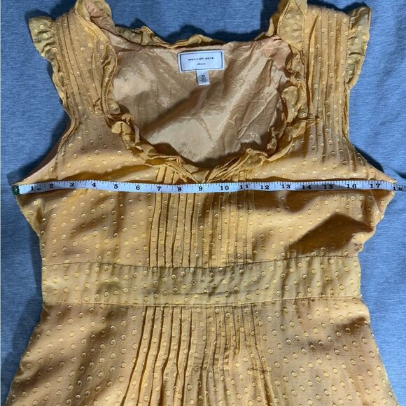 Anthropologie's Moulinette Soeurs Golden Ruffle Dress. Textured Dot Size 10 - Picture 12 of 15